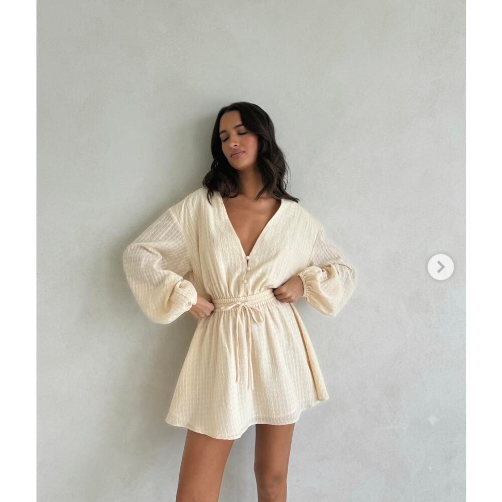 NWT SABO Australia Anisha Dress Cream Long Sleeve Cotton Dress XS